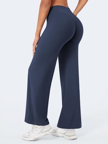 YEOREO Workout Leggings Womens No Front Seam Straight Leggings 29" High Waist Buttery Eddiy Gym Yoga Pants Navy Blue S - Image 2