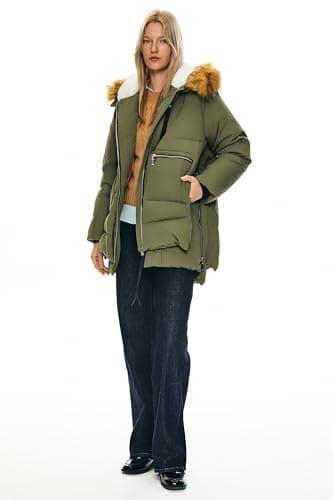 Orolay Women's Thickened Down Jacket Winter Hooded Coat with Faux Fur Trim Green L - Image 4