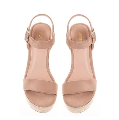 VICKI·VICKI Women's Platform Sandals Wedge Ankle Strap Open Toe Sandals Apricot Size 8.5 - Image 3