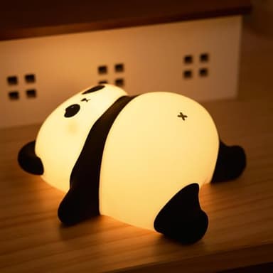 Rechargeable Cute Panda Night Light, 3 Level Dimmable Nursery Nightlight with Timer, Silicone Light Cute Animal Night Lamp for Breastfeeding Toddler Baby Kids Decor, Squishy Lamps Girls Panda Gifts - Image 1