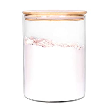 CZFWin Glass Flour Container with Airtight Bamboo Lid, Large Glass Food Jar with Wooden Lid for Storage Flour, Sugar, Cookies, Rice, Coffee Beans and etc (3L) - Image 1