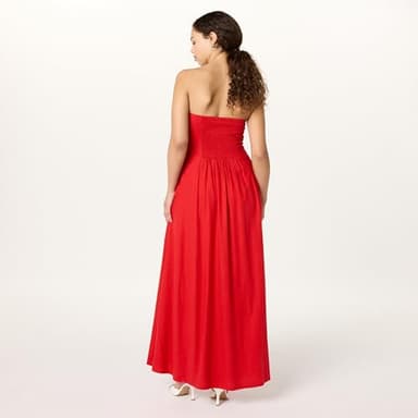The Drop Women’s Carlota Strapless Linen Maxi Dress, Crimson, M - Image 2