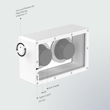 JAYINE Cassette Portable Bluetooth Speaker, 16W Minimalist Speakers Bluetooth Wireless Loud, HD Powerful Sound and Wide Compatibility V5.3 for Indoor Outdoor - White - Image 6