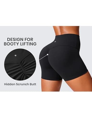 CRZ YOGA Secretsculpt Womens Butterlift High Waist Scrunch Butt Biker Shorts 4 Inches - No Front Seam Workout Gym Booty Black Small - Image 5