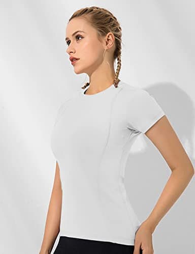 Loovoo Womans Basic Baby Tops Active Sports Yoga Clothing Spandex Cropped Tee Lady Crew-Neck Fitness Cute Slim Activewear - Image 3
