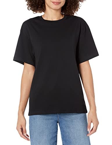 The Drop Women's Lydia Loose Short Sleeve Drop Shoulder Jersey T-Shirt, Black, L - Image 1