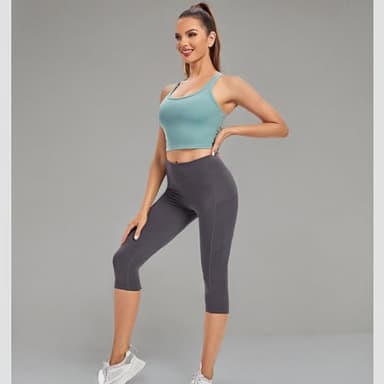adorence Capri Leggings for Women Plus Size (Naked Feeling 3/4 Yoga Pants, High Waist, Tommy Control), Women Capri Pants with Pockets-Darkgrey,XL - Image 7