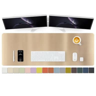 Large Desk Mat - 47.2"x 17" Non-Slip PU Desk Pad for Office and Home - Ideal for Large Mouse Pad and Desk Mats on Top of Desks(Champagne Gold) - Image 1