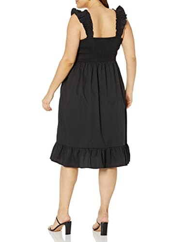 The Drop Women's Kimi Ruffled Shoulder Smocked Midi Dress, Black, 3X, Plus Size - Image 5