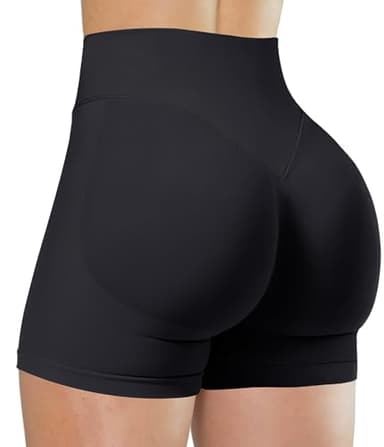 Unthewe Womens Workout Seamless Scrunch Butt Lifting Shorts High Waisted Tummy Control Gym Yoga Shorts(U516-Black-S) - Image 1