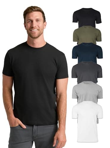 True Classic Mens T-Shirts – Short Sleeve Crew Neck T Shirts for Man, Cotton Blend Plain Novelty Men's T-Shirts, Pack of 6, Variety, M - Image 1