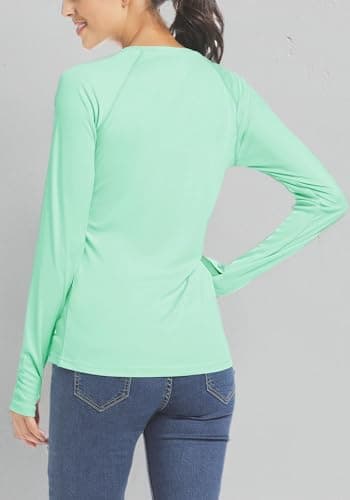 Willit Women's UPF 50+ Sun Protection Shirt Long Sleeve SPF UV Shirt Rash Guard Swim Hiking Fishing Tops Lightweight Light Green L - Image 7