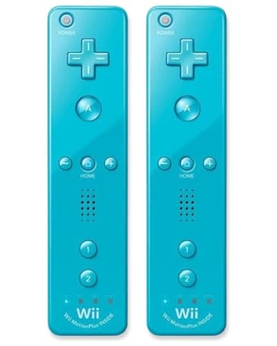 Wii Remote with Motion Plus - Wireless Bluetooth Game Controller - Official Wii and Wii U Compatible - 2 Pack (Renewed) (Blue) - Image 1