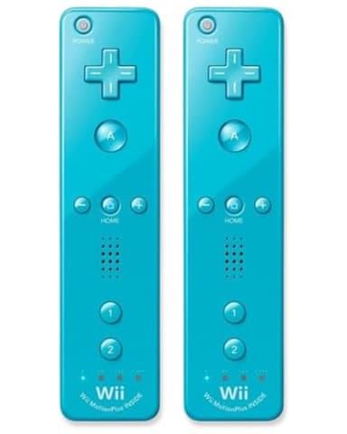 Wii Remote with Motion Plus - Wireless Bluetooth Game Controller - Official Wii and Wii U Compatible - 2 Pack (Renewed) (Blue) - Image 1
