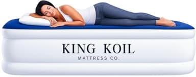 King Koil Luxury Twin Air Mattress with Built-in Pillow Top & Integrated High-Speed Patented Pump – 20" Inflatable Twin Blow Up Airbed for Camping, Home & Guests, Waterproof, 1-Year Warranty - Image 1