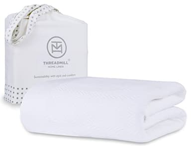 Threadmill Luxury Cotton Blanket for King Size Bed | All-Seasons Breathable Oeko TEX 100% Cotton King Size Blanket | Cozy Soft Thermal fits California King Size Bed 106 x92 inches | White - Image 1