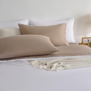 Yibeizi Taupe Sheet Set Full Size, Kids Bedsheets Microfiber Deep Pocket Cute Bed Sheet & Pillowcase Sets 4 Pieces - Image 7