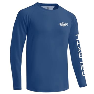Palmyth Mens Fishing Shirts Long Sleeve Sun Protection Shirts UPF 50+ Rash Guard T-Shirt Tee Navy Bass Sketch XL - Image 2