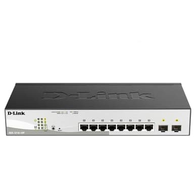 D-Link 10-Port Gigabit Smart Managed PoE+ Switch | 8 PoE+ Ports (65W) + 2 SFP Ports | L2+ | VLANs | Web Managed | Surveillance Mode | Desktop or Rackmount | Fanless | NDAA Compliant DGS-1210-10P - Image 1