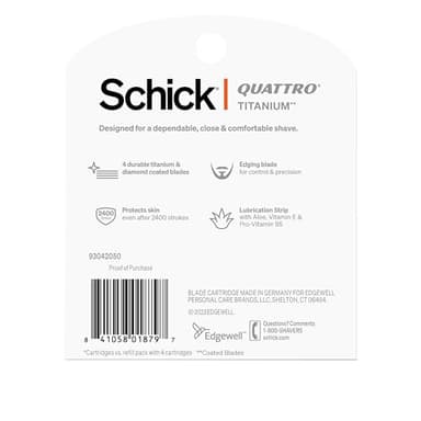 Schick Quattro Titanium Razor Refills, 8ct | Schick Razor Blades Refills, Razor Blades for Men, Shaving Blades for Men, Quattro Razor Refill, 4 Blade Razor Heads, 8 Refills - Image 7