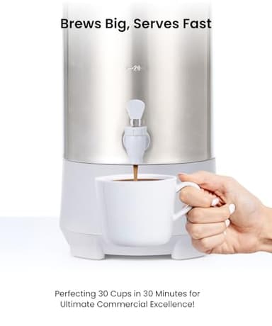SYBO SR-CP35C Commercial Grade Stainless Steel Percolate Coffee Maker Hot Water Urn for Catering, 30-Cup, 3.5L, Grey - Image 2