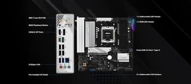 ASRock AMD B850M Pro RS WiFi 6E Socket AM5 Ryzen 9000, 8000 and 7000 Series DDR5 B850 up to 8000+ (OC) MHz 256GB Micro ATX Motherboard M.2 SATA3 6.0 Gb/s PCIe 5.0 Realtek 2.5G LAN BIOS Flashback - Image 3