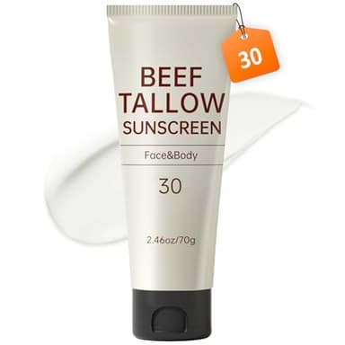 Tallow Sunscreen, Beef Tallow for Skin, Beef Tallow Sunscreen, Unscented Grass-Fed Beef Tallow Natural Moisturizing Cream for All Skin Type Deep Hydration Non Greasy Anti White Cast - Image 1