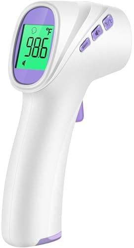 Forehead Thermometer for Adults, Kids & Babies, No-Touch Digital Thermometer with LCD Backlight Display, Fever Alarm and 1s Instant Reading - Purple - Image 1