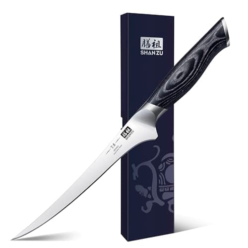 SHAN ZU 7 Inch Fillet Knife, Japanese Super Steel Boning Knife, Professional Ultra Sharp Fish knife with K133 Ergonomic Handle, Black Tortoise Genbu Series - Image 1