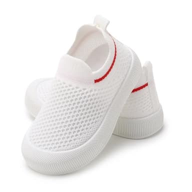RVROVIC Toddler Boys Girls Sneakers Lightweight Slip on Shoes Kids Breathable Non-Slip Walking Shoes 1-3 Yrs(7.5 M Toddler,A1-White) - Image 3