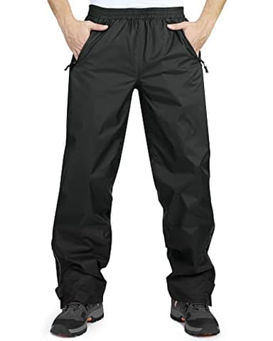 33,000ft Men's Rain Pants, Waterproof Rain Over Pants, Windproof Outdoor Pants for Hiking, Fishing Black - Image 1
