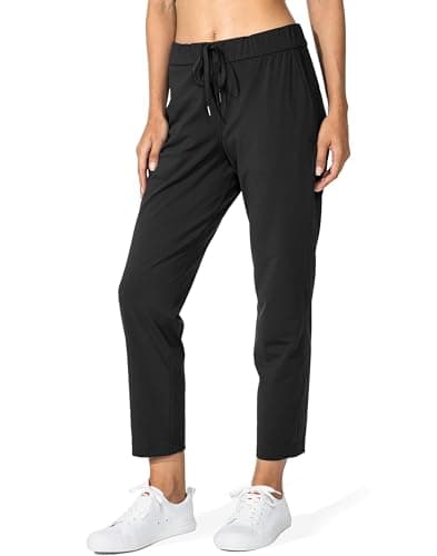 G Gradual Women's Pants with Deep Pockets 7/8 Stretch Sweatpants for Women Athletic, Golf, Lounge, Work (Black, Medium) - Image 1