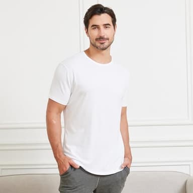 netdraw Men's Ultra-Soft Bamboo Viscose T-Shirt, Curved Hem Lightweight Cooling Cotton Blend Casual Tee, White, X-Large - Image 6