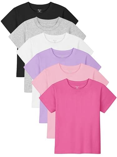 Poroka Baby and Toddler Girls Short Sleeve T-Shirts Cotton Crewneck Shirts Basic Solid Tees Summer Casual Tops, Multipack - Image 1