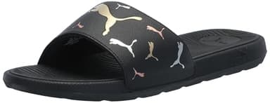 PUMA Women's Cool Cat 2.0 Slide Sandal, TOSS Black-Metallic Gold Silver, 6 - Image 1