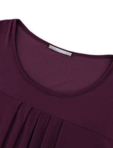Furnex Floral Tunic Tops - Dressy & Casual Mesh Double Layered Tops for Leggings, Work & Summer - Plus Size Dark Red XXXL - Image 2