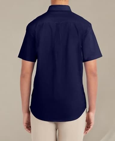 Nautica Young Men's School Uniform Short Sleeve Performance Oxford Button-Down Shirt, Navy, 38-39 - Image 3