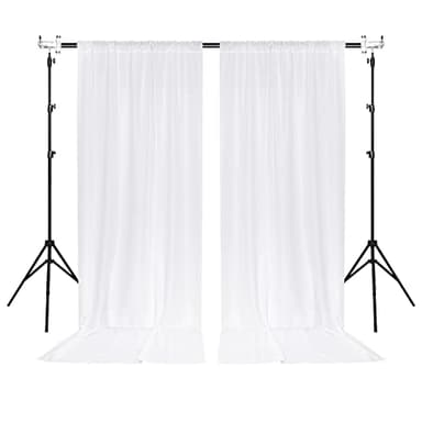 10 ft × 10 ft White Backdrop Curtain for Wedding Decor Holiday Party - White Wedding Backdrop Polyester Photography Backdrop Drapes Baby Shower Birthday Privacy Sliding Curtains Home Decor, 2 Panels - Image 9
