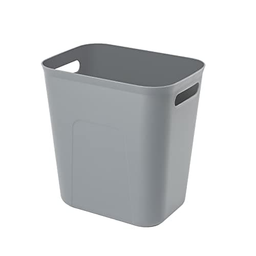 UUJOLY Plastic Small Trash Can Wastebasket, Garbage Container Basket for Bathrooms, Laundry Room, Kitchens, Offices, Kids Rooms, Dorms, 3.5 Gallon, 3.5 Gallon, Grey - Image 1