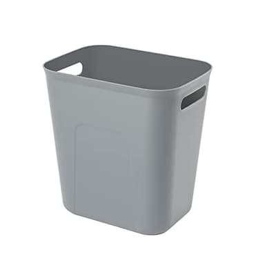 UUJOLY Plastic Small Trash Can Wastebasket, Garbage Container Basket for Bathrooms, Laundry Room, Kitchens, Offices, Kids Rooms, Dorms, 3.5 Gallon, 3.5 Gallon, Grey - Image 1