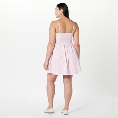 The Drop Women's Perla Shaped Waist Mini Dress Soft Pink Rose Floral Print, 2X, Plus Size - Image 6