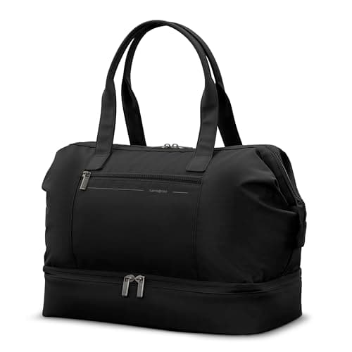 Samsonite Better Than Basics Weekender Duffle – Drop Bottom Travel Bag with 14” Laptop Compartment, SmartSleeve™ Trolley Strap, Adjustable Shoulder Strap, Durable RPET Lining, Black - Image 1