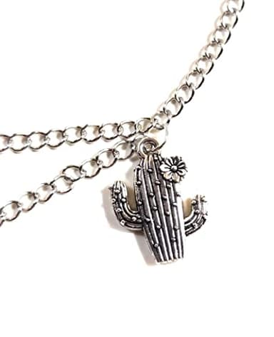 Cactus Boot Jewelry Charm Bracelet Half Drape Chain Adjustable Size 15 Inch Plated Silver Weatherproof - Image 4