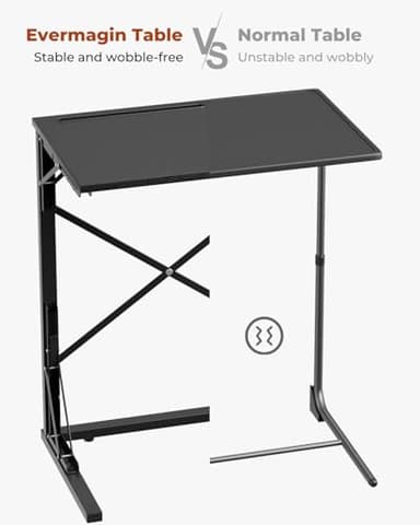 Evermagin 21''Wx28''H Folding TV Tray for Eating, Small Foldable C-Shaped Tray Table with Tablet and Phone Slots, Slide Under Couch Side Table for Recliner, Living Room, Bedroom, Black - Image 10