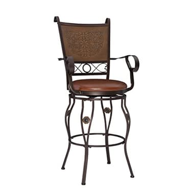 Powell Company Big and Tall Copper Stamped Back Barstool with Arms Bar Stool, Bronze - Image 1