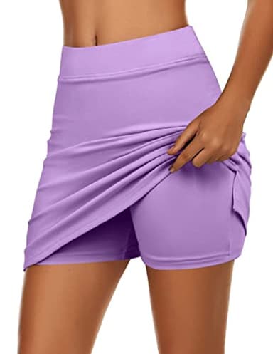 Ekouaer Tennis Golf Skorts for Woman with Shorts High Waisted Athletic Skirts A Line Workout Pickleball Skirt, Violets Medium - Image 3