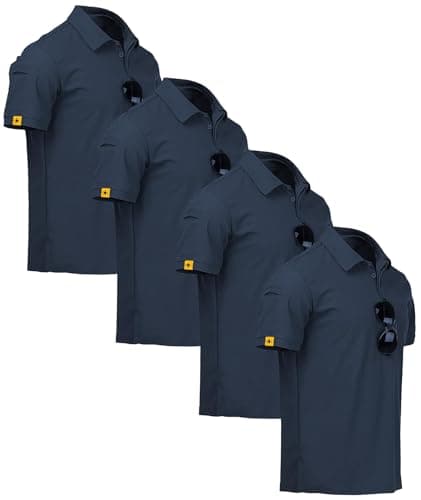 ZITY 4 Pack Mens Polo Shirt Short Sleeve Sports Golf Tennis T-Shirt Athletic Collared Tactical Shirts Navy - Image 1