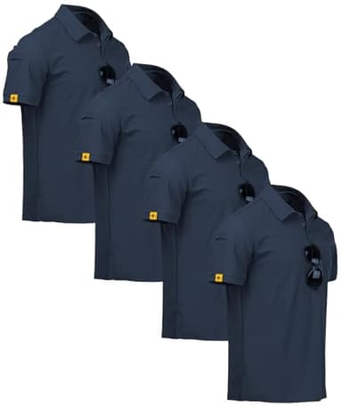 ZITY 4 Pack Mens Polo Shirt Short Sleeve Sports Golf Tennis T-Shirt Athletic Collared Tactical Shirts Navy - Image 1