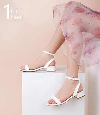 Ankis Nude White Black Women Sandals Gold Silver Comfortable Strappy Open Toe Sandals for Women Dressy Summer 1 Inch Low Block Clear Pink Taupe Heel Flat Adjustable Ankle Strap Wide Available Shoes - Image 4