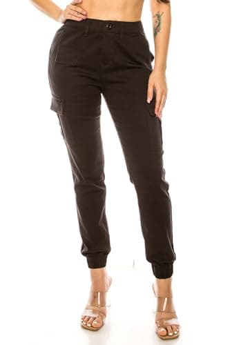 Double Denim January 5th High Waisted Cargo Joggers Pants for Women – Baggy Fleece-Lined Casual Sweatpants with Pockets Streetwear SCP-2049 Charcoal XL - Image 1